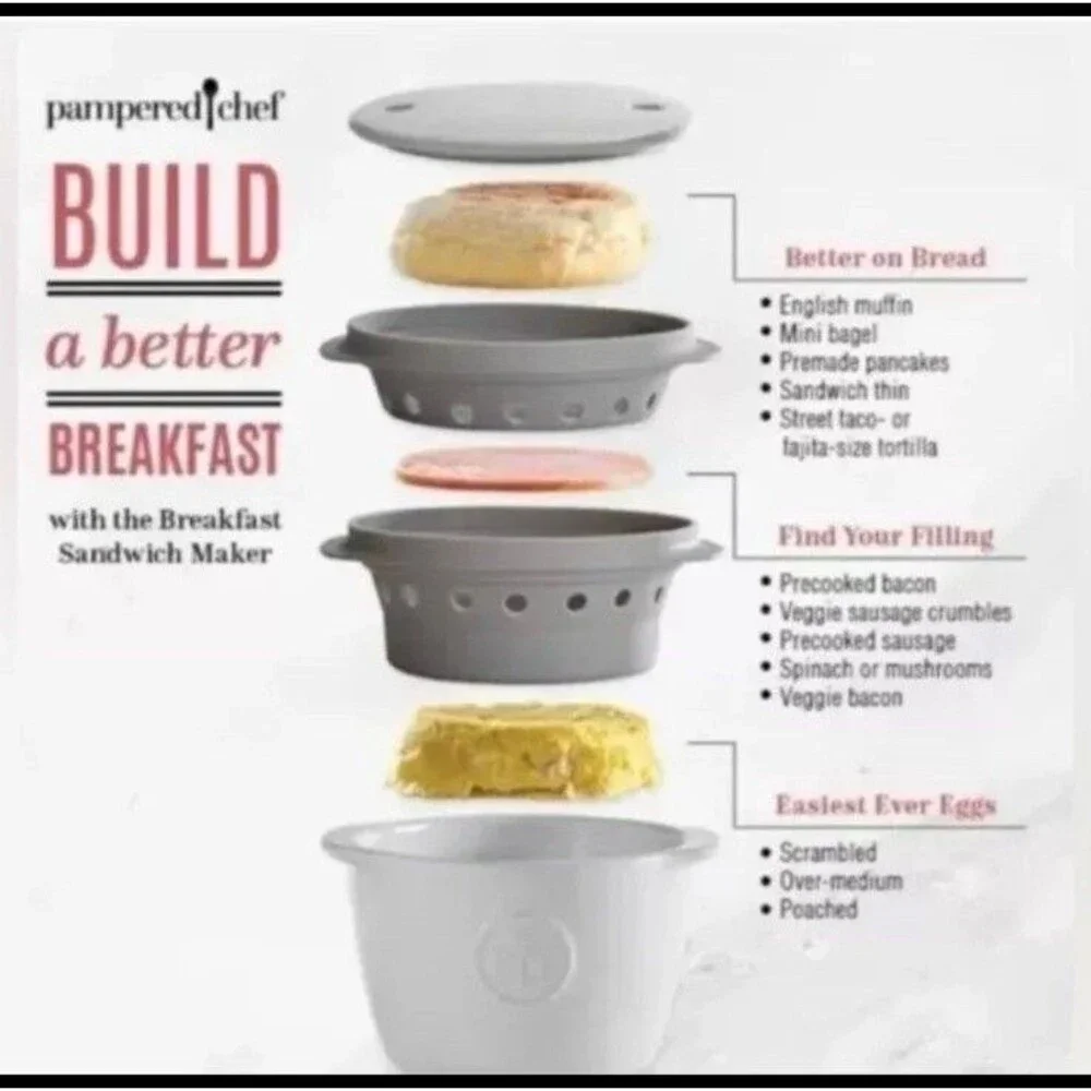 Pampered Chef Ceramic Breakfast Sandwich Microwave Cooker